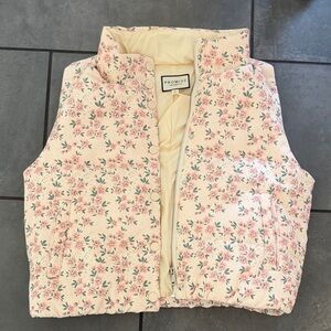 Promise Floral Quilted Vest in Pink and Cream